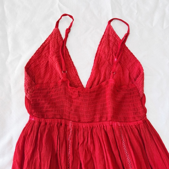 tomato red crochet gauze maxi dress - Picture 8 of 9